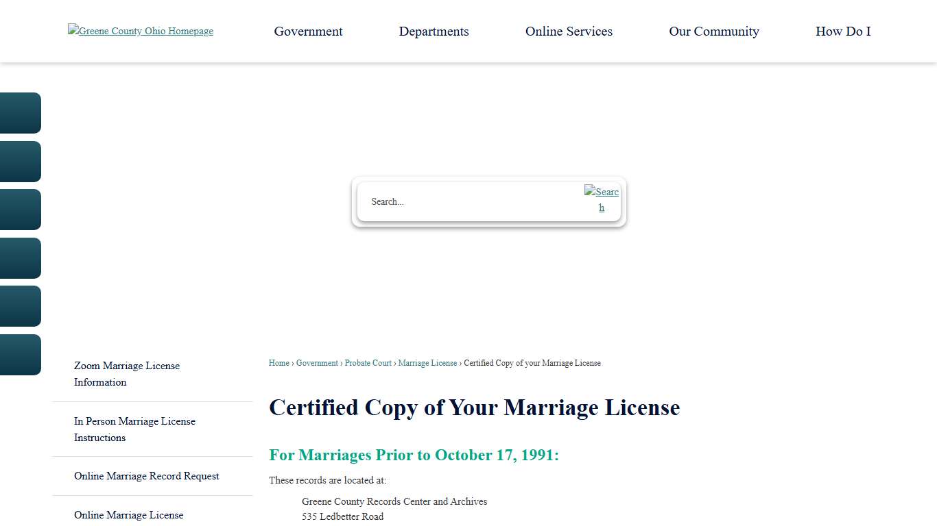 Certified Copy of Your Marriage License Greene County, OH - Official Website