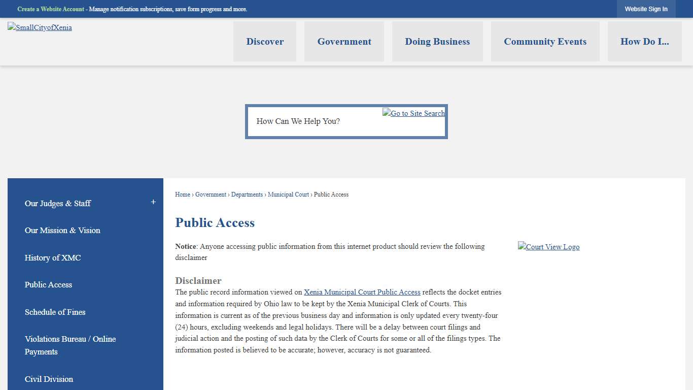 Public Access Xenia, OH