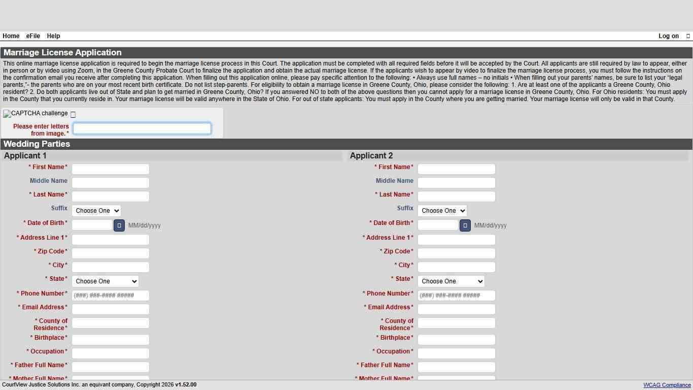 eMarriage License Application - CourtView Justice Solutions
