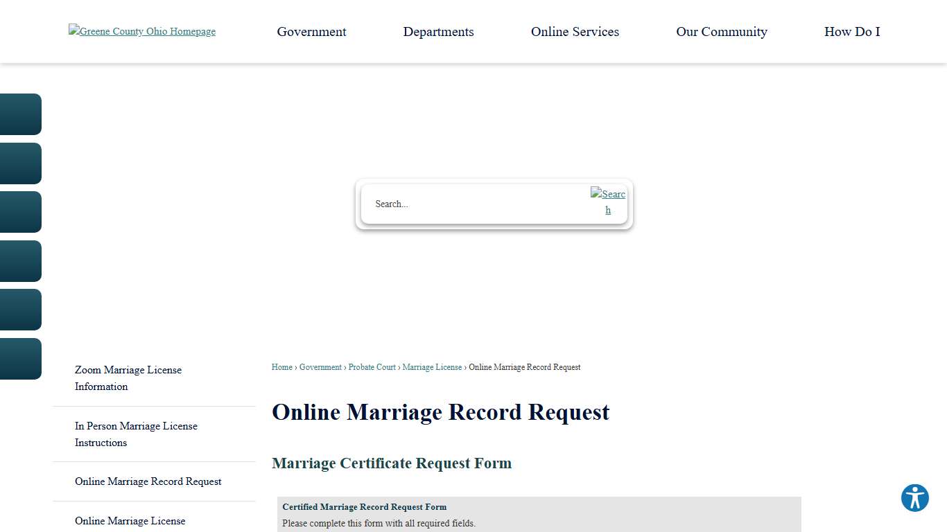 Online Marriage Record Request Greene County, OH - Official Website