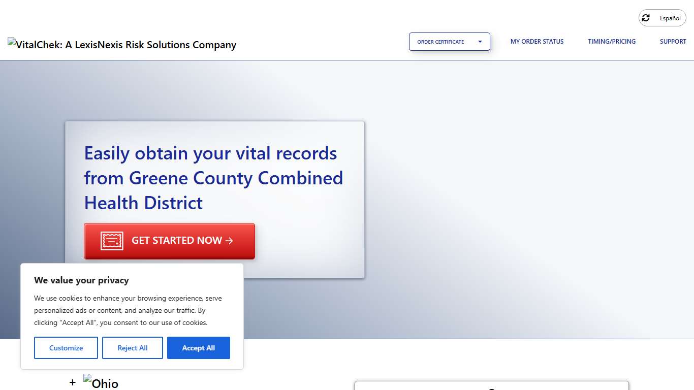 Greene County Combined Health District (OH) Order Certificates - VitalChek